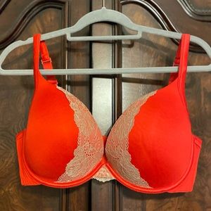 Cacique bra 42DD red beige lace